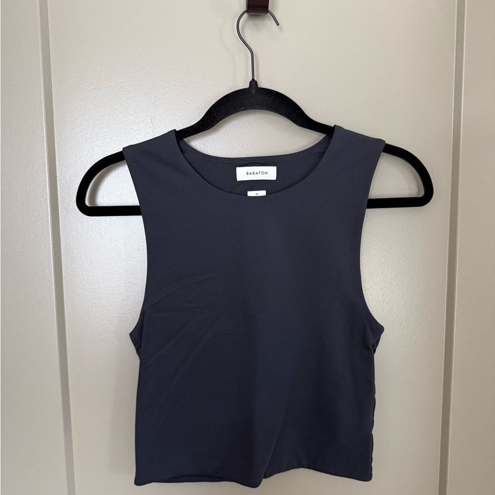 Babaton Black Sleeveless Crop Tank Top